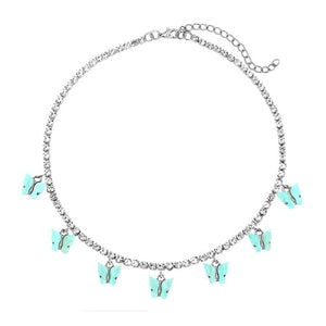 Butterfly Choker Necklace Silver